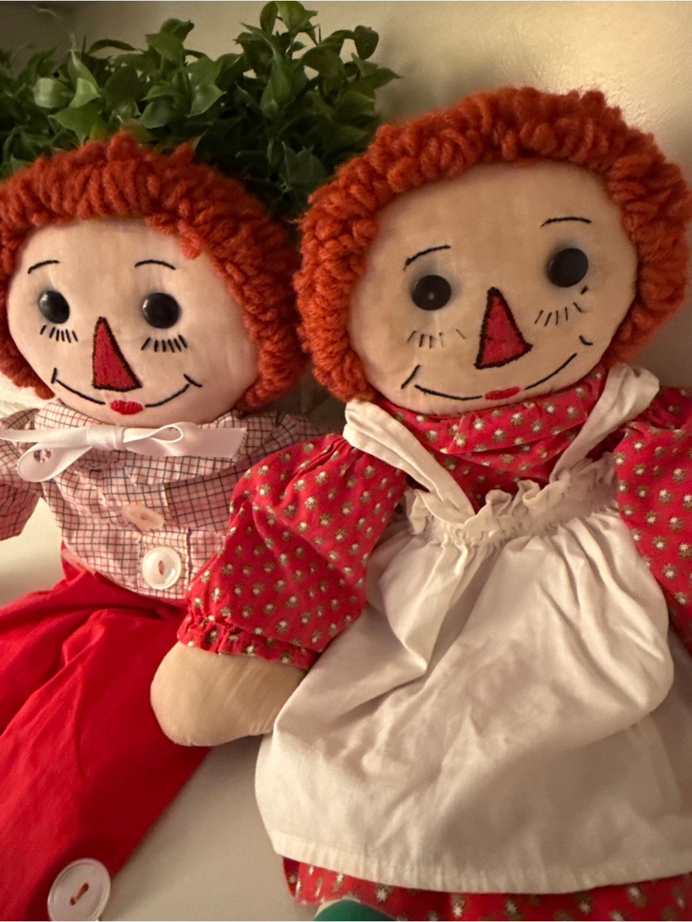 Vintage Raggedy Ann & Andy Style Handmade Cloth Dolls Country Farmhouse Decor - Picture 3 of 16